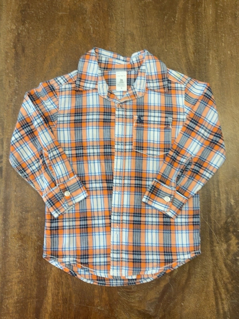 Carter's Orange, Blue & White Plaid Button-Down Shirt